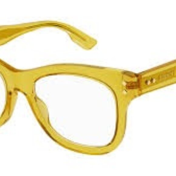 Gucci Square Eyeglasses GG1086O-002 Shiny Transparent Mustard Frame Transparent - Picture 4 of 4